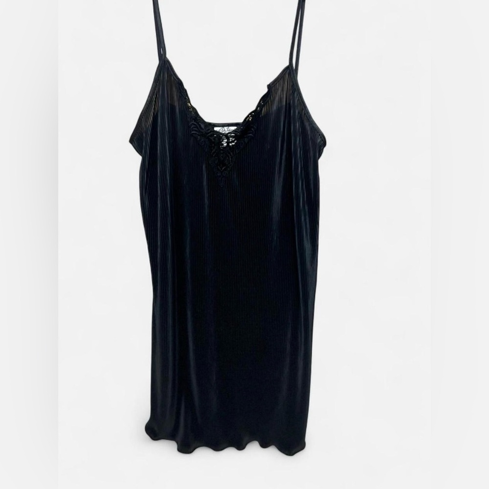 Vintage Black Intimate Mini Slip Baby Doll Dress Sleepwear Party Lingerie Silk
